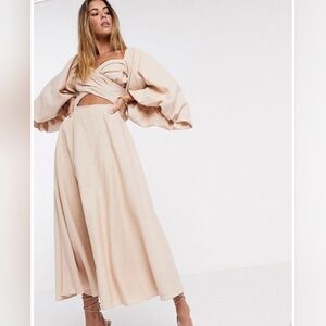 New ASOS EDITION Extreme Sleeve Linen Midi Dress